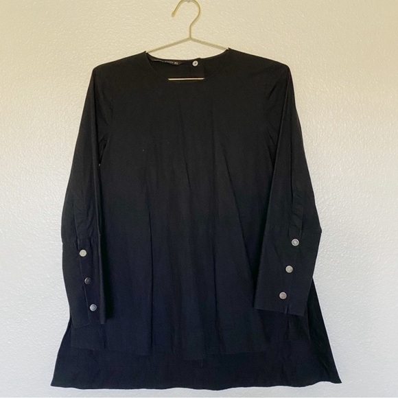 ZARA Black Tunic with Side Slits with Silver Buttons on Long Sleeve SZ S Box 336 - Picture 1 of 3
